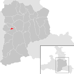 Lage der Gemeinde Schwarzach im Pongau im Bezirk St. Johann im Pongau (anklickbare Karte)