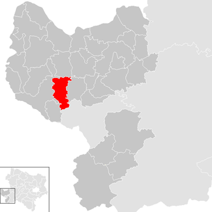 Lage der Gemeinde Seitenstetten im Bezirk Amstetten (anklickbare Karte)