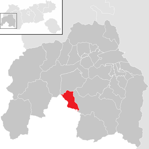 Lage der Gemeinde Spiss (Tirol) im Bezirk Landeck (anklickbare Karte)