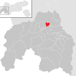 Lage der Gemeinde Stanz bei Landeck im Bezirk Landeck (anklickbare Karte)