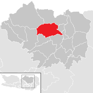 Lage der Gemeinde Straßburg (Kärnten) im Bezirk Sankt Veit an der Glan (anklickbare Karte)