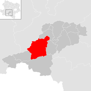 Lage der Gemeinde Türnitz im Bezirk Lilienfeld (anklickbare Karte)