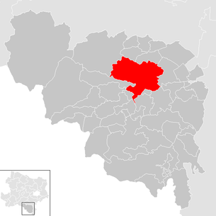 Lage der Gemeinde Ternitz im Bezirk Neunkirchen (anklickbare Karte)