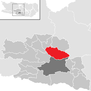 Lage der Gemeinde Treffen am Ossiacher See im Bezirk Villach-Land (anklickbare Karte)