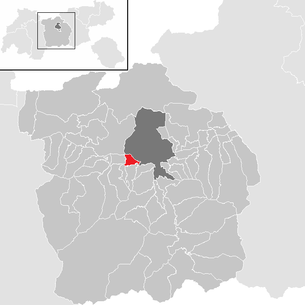 Lage der Gemeinde Völs (Tirol) im Bezirk Innsbruck Land (anklickbare Karte)