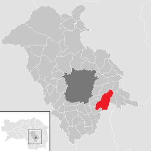 Lage der Gemeinde Vasoldsberg im Bezirk Graz-Umgebung (anklickbare Karte)