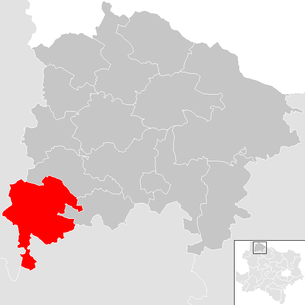 Lage der Gemeinde Vitis im Bezirk  Waidhofen an der Thaya (anklickbare Karte)