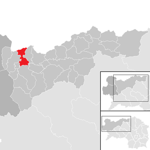 Lage der Gemeinde Wörschach im Bezirk Liezen (anklickbare Karte)
