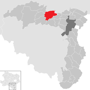 Lage der Gemeinde Waldegg im Bezirk Wiener Neustadt-Land (anklickbare Karte)