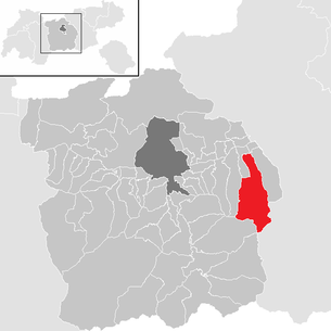 Lage der Gemeinde Wattenberg im Bezirk Innsbruck Land (anklickbare Karte)