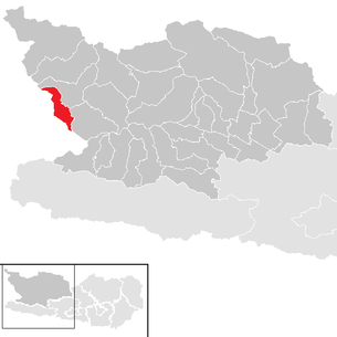 Lage der Gemeinde Winklern im Bezirk Spittal an der Drau (anklickbare Karte)