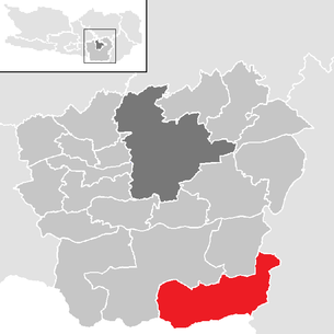 Lage der Gemeinde Zell (Kärnten) im Bezirk Klagenfurt-Land (anklickbare Karte)