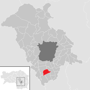Lage der Gemeinde Zettling im Bezirk Graz-Umgebung (anklickbare Karte)