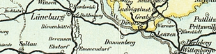 Ausschnitt aus Bahnkarte Deutschland 1899