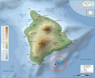 Karte des Lōʻihi vor der Insel Hawaiʻi