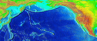 Hawaii-Emperor-Inselkette in der Mitte