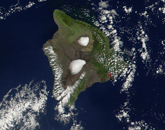 Satellitenbild Mauna Kea (oben) und Mauna Loa (unten)