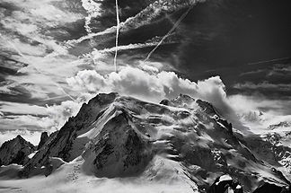 Der Mont Blanc du Tacul von der Aiguille du Midi aus