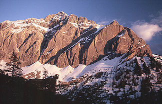 Die Nordwand der Speckkarspitze im letzten Abendlicht