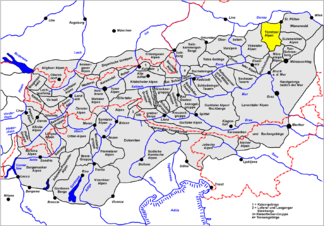 Lage der Türnitzer Alpen innerhalb der Ostalpen