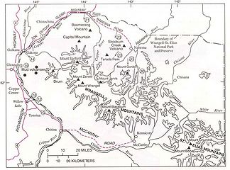 Detailkarte der Wrangell Mountains