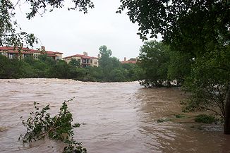 San Gabriel River (Texas) Hochwasser 2007 bei Georgetown
