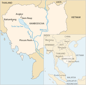 Karte von Kambodscha mit Lage des Flusses
