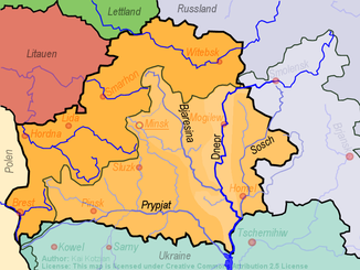 Flusssystem Dnepr mit Bjaresina, und Sosch und Prypjat