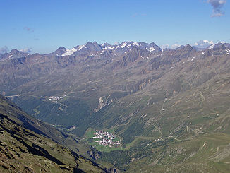 Obergurgl und Gurgler Tal vom Anstiegsweg zum Ramolhaus