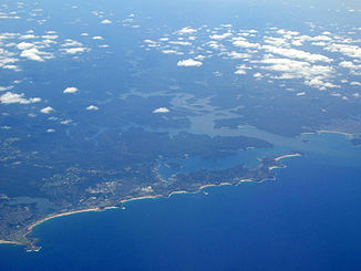 Luftansicht auf den Hawkesbury River und Sydneys Nordküste