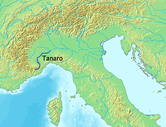 Lage des Flusses Tanaro in Norditalien