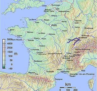 Der Flussverlauf des Doubs (hervorgehoben)