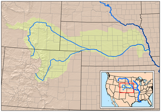 Einzugsgebiet des Platte Rivers mit South und North Platte River