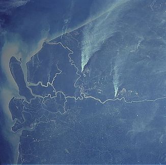 Das Delta des Rajang vom All aus aufgenomman.