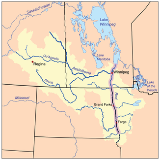 Verlauf und Einzugsgebiet des Red River of the North