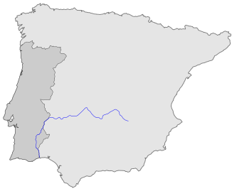 Lage des Guadiana auf der Iberischen Halbinsel