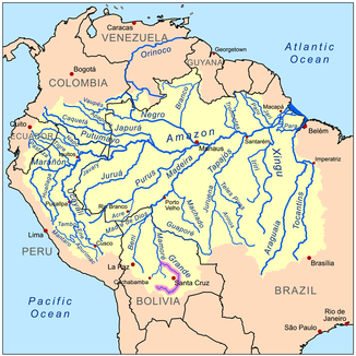 Amazonasbecken, der Río Grande violett