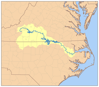 Karte des Einzugsgebietes des Roanoke River
