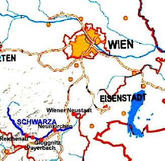 Plan der Schwarza im südlichen Niederösterreich