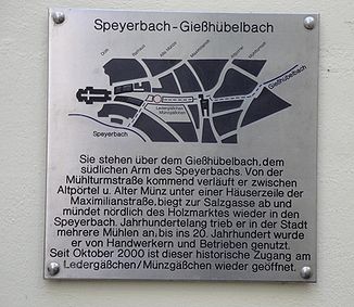 Verlauf des Gießhübelbachs durch Speyer