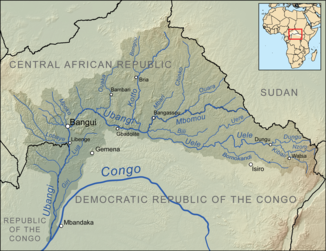 Einzugsgebiet des Ubangi mit dem Mbomou (Mitte rechts)