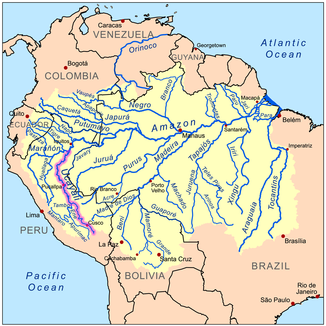 Río Ucayali (pink hervorgehoben) im Amazonasbecken