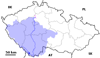 Verlauf und Einzugsgebiet der Moldau