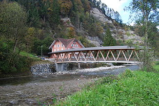 Holzbrücke über die Kleine Emme bei Im Bad, Wolhusen