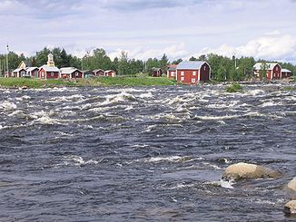 Kukkolaforsen/Kukkalankoski-Stromschnellen, Blick auf das schwedische Ufer