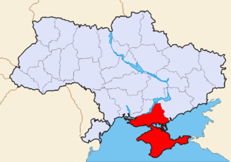 Lage der Volksrepublik Krim innerhalb der neben der Ukrainischen Volksrepublik (rot)