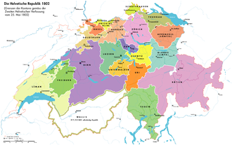 Helvetische Republik mit den Kantonen