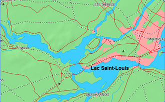 Lage des Lac Saint-Louis (ganz rechts liegt Montréal)