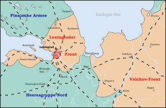 Karte der Fronten um Leningrad