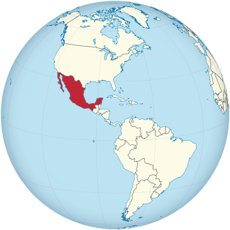 Mexico on the globe (Americas centered).svg